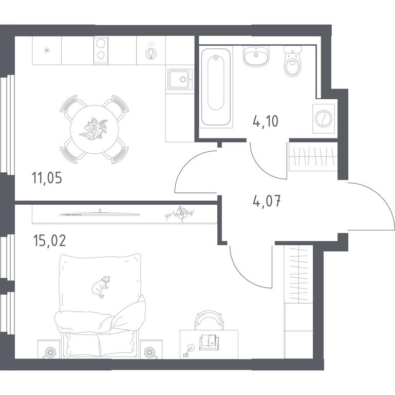 Apartment Sale, 34.24 sq. m. at Prigorod Lesnoe, Molodyozhny bulvar, 6, derevnya Misaylovo, Leninskiy City District, Moscow Region, Russia #2