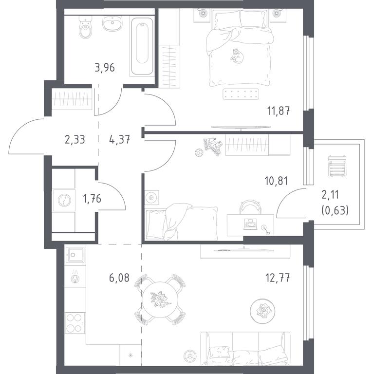 1-BD Apartment Sale, 54.58平方米 at Prigorod Lesnoe, Molodyozhny bulvar, 6, derevnya Misaylovo, Leninskiy City District, Moscow Region, Russia #2 1-BD Apartment Sale, 54.58平方米 at Prigorod Lesnoe, Molodyozhny bulvar, 6, derevnya Misaylovo, Leninskiy City District, Moscow Region, Russia #2