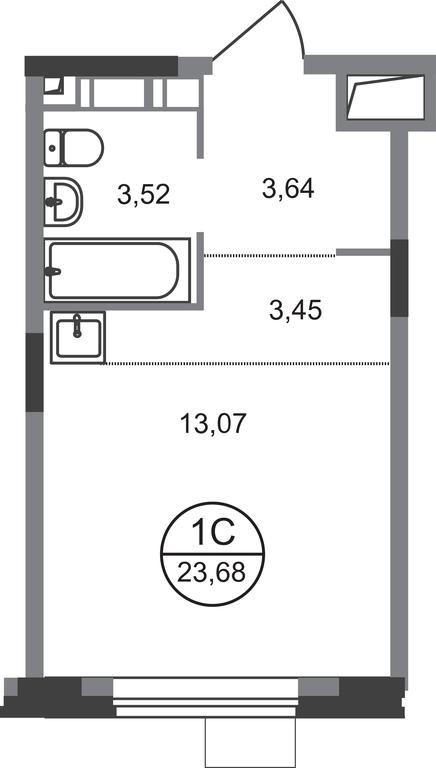 Apartment Sale, 23.68 sq. m. at Novograd Pavlino, Kosinskoye shosse, 2, Novoye Pavlino Microdistrict, Balashikha, Moscow Region, Russia #1