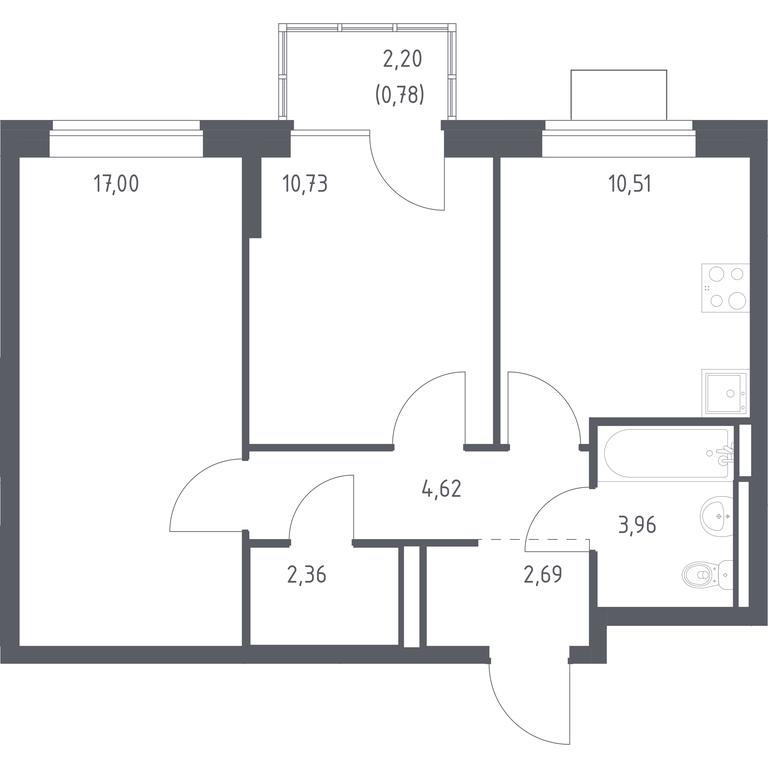 1-BD Apartment Sale, 52.65平方米 at Bogdanovskiy Les, derevnya Bogdanikha, Leninskiy City District, Moscow Region, Russia #1 1-BD Apartment Sale, 52.65平方米 at Bogdanovskiy Les, derevnya Bogdanikha, Leninskiy City District, Moscow Region, Russia #1