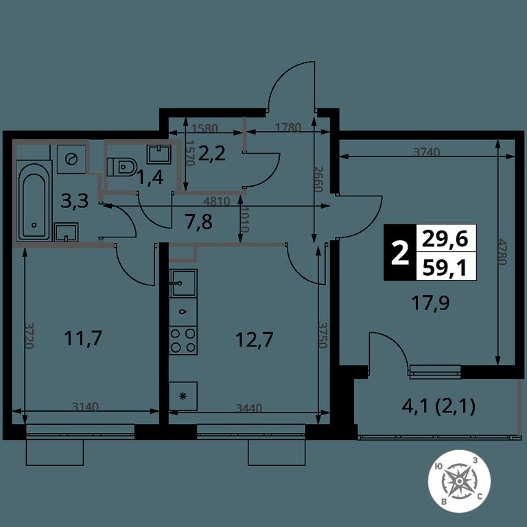2-BD Apartment Sale, 59.1 sq. m. at Yzhnaya Bitsa, Yuzhnaya Bitsa Residential Complex, posyolok Bittsa, Leninskiy City District, Moscow Region, Russia #2 2-BD Apartment Sale, 59.1 sq. m. at Yzhnaya Bitsa, Yuzhnaya Bitsa Residential Complex, posyolok Bittsa, Leninskiy City District, Moscow Region, Russia #2