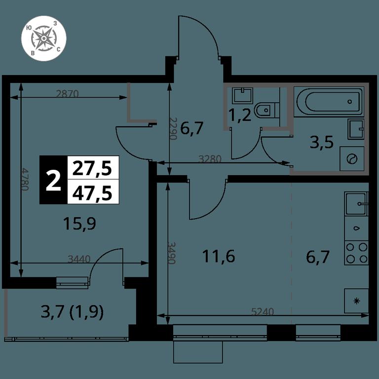 2-BD Apartment Sale, 47.5平方米 at Yzhnaya Bitsa, Yuzhnaya Bitsa Residential Complex, posyolok Bittsa, Leninskiy City District, Moscow Region, Russia #2 2-BD Apartment Sale, 47.5平方米 at Yzhnaya Bitsa, Yuzhnaya Bitsa Residential Complex, posyolok Bittsa, Leninskiy City District, Moscow Region, Russia #2