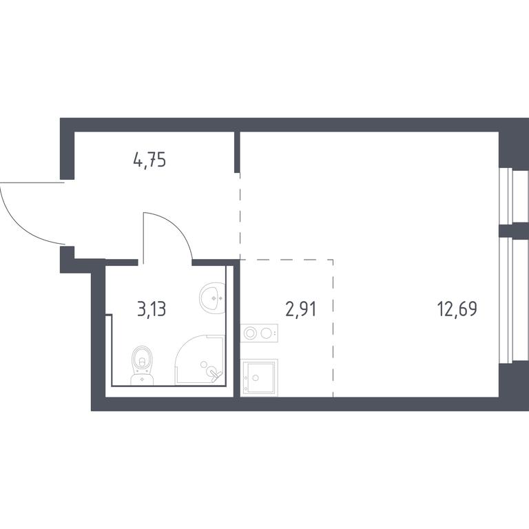 Apartment Sale, 23.2平方米 at Kvartal Aviatorov, ulitsa Koldunova, Aviatorov Microdistrict, Balashikha, Moscow Region, Russia #1