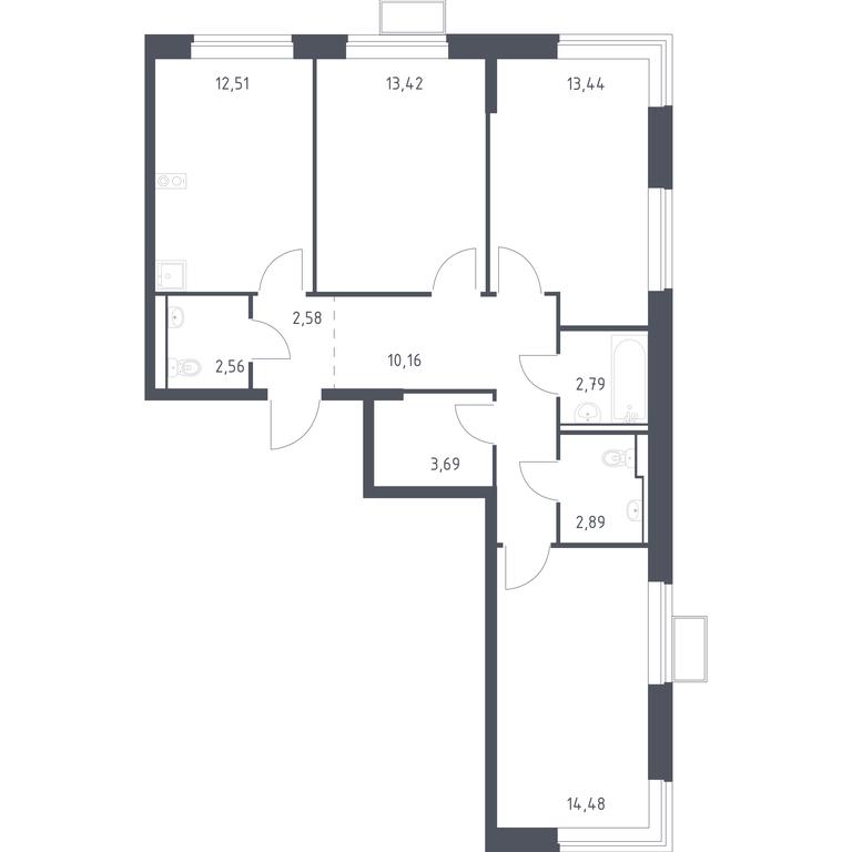 2-BD Apartment Sale, 78.52 sq. m. at Egorovo Park, 1-y kvartal, posyolok Zhilino-1, Lubertsy City District, Moscow Region, Russia #1