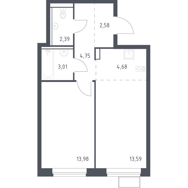 Apartment Sale, 44.98平方米 at Egorovo Park, 1-y kvartal, posyolok Zhilino-1, Lubertsy City District, Moscow Region, Russia #1 Apartment Sale, 44.98平方米 at Egorovo Park, 1-y kvartal, posyolok Zhilino-1, Lubertsy City District, Moscow Region, Russia #1
