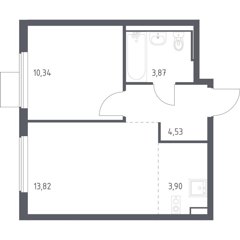 Apartment Sale, 36.46平方米 at Gorki Park, Shkolnaya ulitsa, 2, derevnya Korobovo, Leninskiy City District, Moscow Region, Russia #1