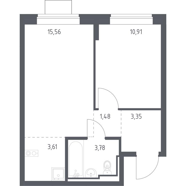 Apartment Sale, 38.69平方米 at Bogdanovskiy Les, derevnya Bogdanikha, Leninskiy City District, Moscow Region, Russia #1