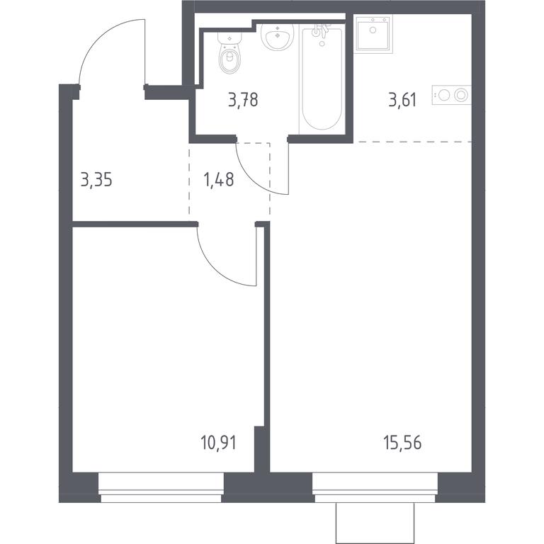 Apartment Sale, 38.69平方米 at Bogdanovskiy Les, derevnya Bogdanikha, Leninskiy City District, Moscow Region, Russia #1 Apartment Sale, 38.69平方米 at Bogdanovskiy Les, derevnya Bogdanikha, Leninskiy City District, Moscow Region, Russia #1