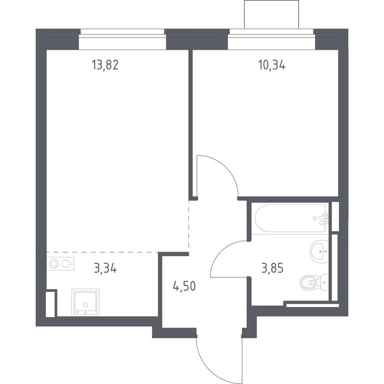 Apartment Sale, 35.85 sq. m. at Bogdanovskiy Les, derevnya Bogdanikha, Leninskiy City District, Moscow Region, Russia #1