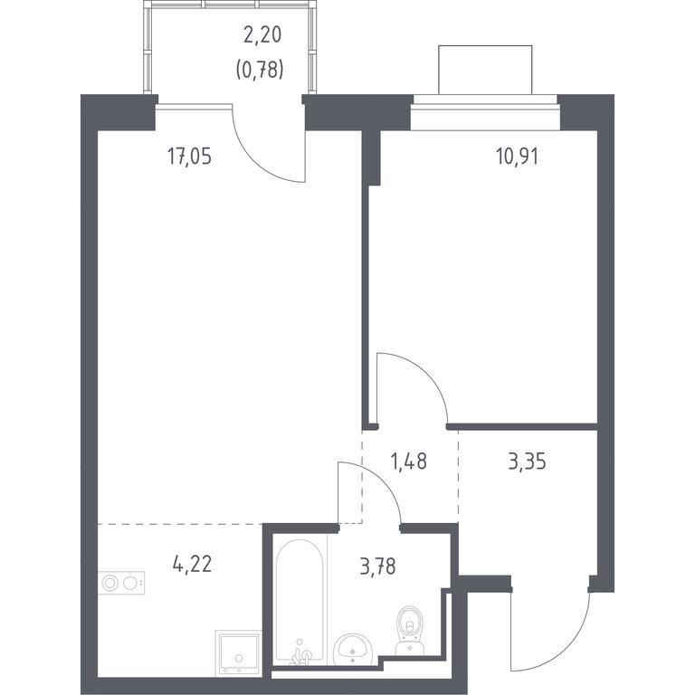 Apartment Sale, 41.57平方米 at Bogdanovskiy Les, derevnya Bogdanikha, Leninskiy City District, Moscow Region, Russia #1 Apartment Sale, 41.57平方米 at Bogdanovskiy Les, derevnya Bogdanikha, Leninskiy City District, Moscow Region, Russia #1