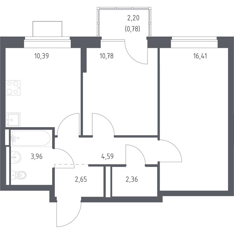 1-BD Apartment Sale, 51.92平方米 at Bogdanovskiy Les, derevnya Bogdanikha, Leninskiy City District, Moscow Region, Russia #1 1-BD Apartment Sale, 51.92平方米 at Bogdanovskiy Les, derevnya Bogdanikha, Leninskiy City District, Moscow Region, Russia #1