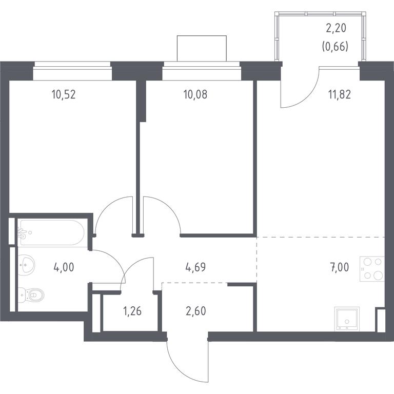 1-BD Apartment Sale, 52.63平方米 at Bogdanovskiy Les, derevnya Bogdanikha, Leninskiy City District, Moscow Region, Russia #1 1-BD Apartment Sale, 52.63平方米 at Bogdanovskiy Les, derevnya Bogdanikha, Leninskiy City District, Moscow Region, Russia #1