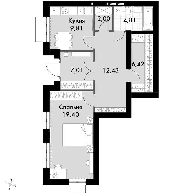2-BD Apartment Sale, 66.8平方米 at Zhavoronki Club, zhiloy kompleks Akkord Smart-kvartal, Mitkino Village, Odintsovskiy City District, Moscow Region, Russia #1 2-BD Apartment Sale, 66.8平方米 at Zhavoronki Club, zhiloy kompleks Akkord Smart-kvartal, Mitkino Village, Odintsovskiy City District, Moscow Region, Russia #1