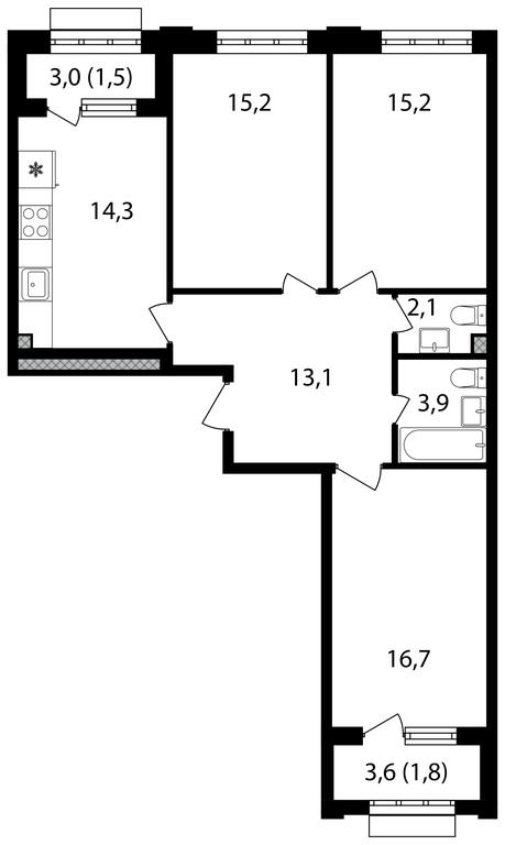 3-BD Apartment Sale, 84.1 sq. m. at Mikhalkovskiy, Mikhalkovskaya Street, 48, Moscow, Russia #2