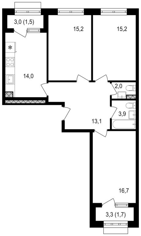 3-BD Apartment Sale, 84.1 sq. m. at Mikhalkovskiy, Mikhalkovskaya Street, 48, Moscow, Russia #1