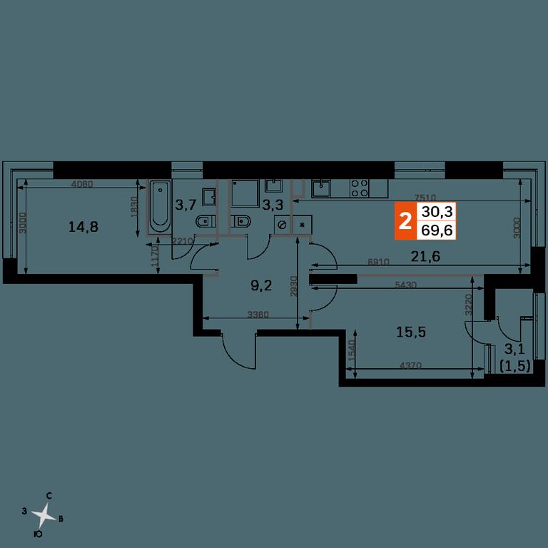 3-BD Apartment Sale, 69.6 sq. m. at Sky Garden, Stroitelny Drive, 9с6, Moscow, Russia #1 3-BD Apartment Sale, 69.6 sq. m. at Sky Garden, Stroitelny Drive, 9с6, Moscow, Russia #1