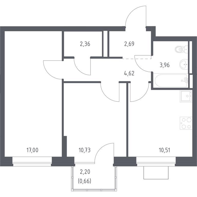 1-BD Apartment Sale, 52.53平方米 at Bogdanovskiy Les, derevnya Bogdanikha, Leninskiy City District, Moscow Region, Russia #1 1-BD Apartment Sale, 52.53平方米 at Bogdanovskiy Les, derevnya Bogdanikha, Leninskiy City District, Moscow Region, Russia #1