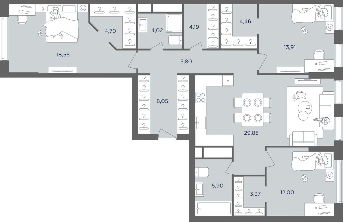 2-BD Apartment Sale, 115.02 sq. m. at Headliner, Shmitovsky Drive, 39, Moscow, Russia #2