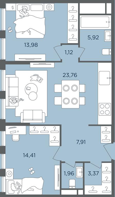 1-BD Apartment Sale, 72.43 sq. m. at Headliner, Shmitovsky Drive, 39, Moscow, Russia #2
