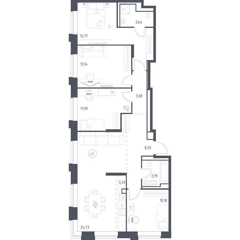 3-BD Apartment Sale, 98.82 sq. m. at Vereiskaya 41, Vereyskaya Street, 41, Moscow, Russia #2 3-BD Apartment Sale, 98.82 sq. m. at Vereiskaya 41, Vereyskaya Street, 41, Moscow, Russia #2