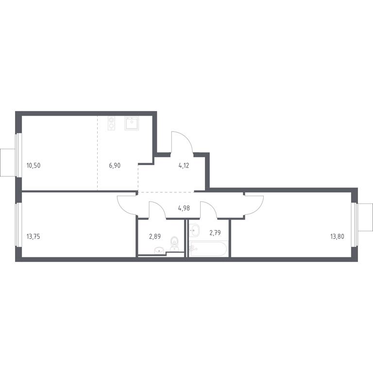 1-BD Apartment Sale, 59.73平方米 at Gorki Park, Shkolnaya ulitsa, 2, derevnya Korobovo, Leninskiy City District, Moscow Region, Russia #1