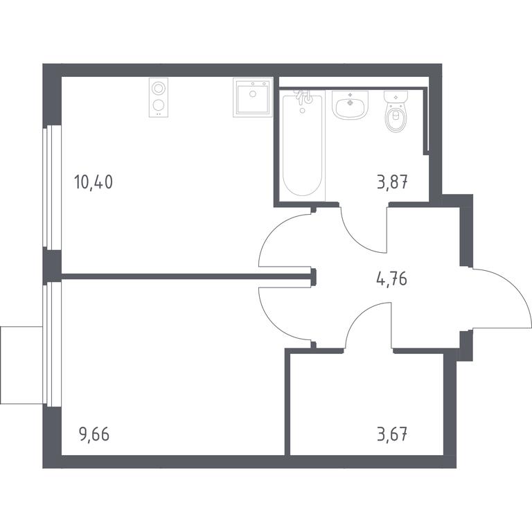 Apartment Sale, 32.36平方米 at Gorki Park, Shkolnaya ulitsa, 2, derevnya Korobovo, Leninskiy City District, Moscow Region, Russia #1