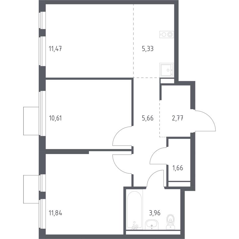 1-BD Apartment Sale, 53.3 sq. m. at Gorki Park, Shkolnaya ulitsa, 2, derevnya Korobovo, Leninskiy City District, Moscow Region, Russia #1