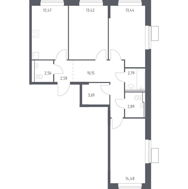 2-BD Apartment Sale, 78.47 sq. m. at Prigorod Lesnoe, Molodyozhny bulvar, 6, derevnya Misaylovo, Leninskiy City District, Moscow Region, Russia #1 2-BD Apartment Sale, 78.47 sq. m. at Prigorod Lesnoe, Molodyozhny bulvar, 6, derevnya Misaylovo, Leninskiy City District, Moscow Region, Russia #1