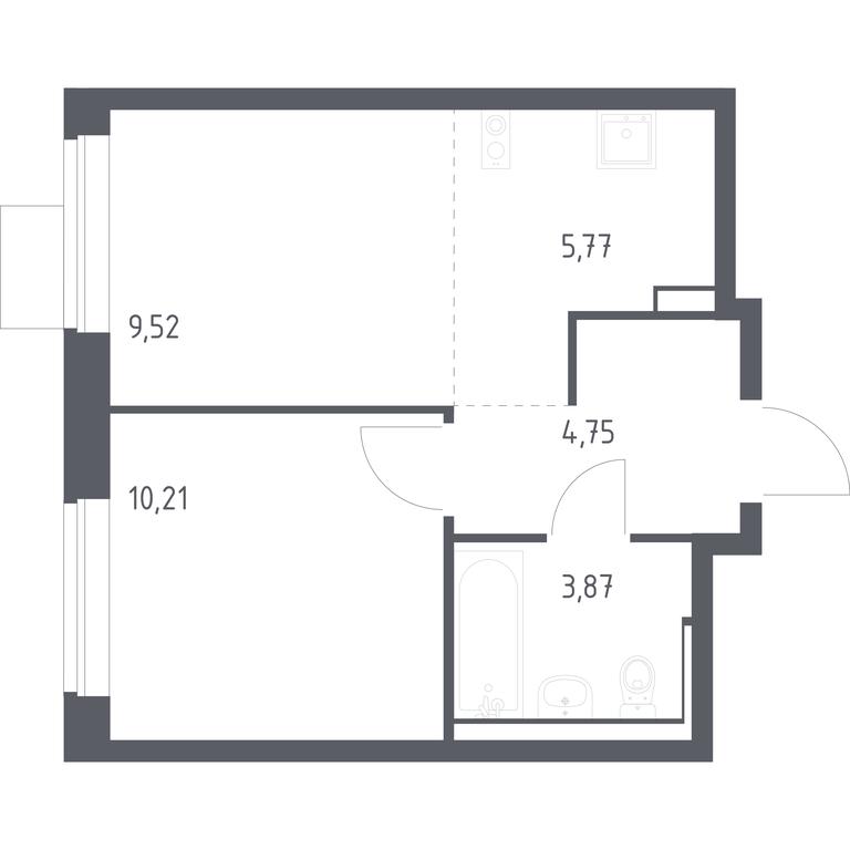 Apartment Sale, 34.12 sq. m. at Prigorod Lesnoe, Molodyozhny bulvar, 6, derevnya Misaylovo, Leninskiy City District, Moscow Region, Russia #2