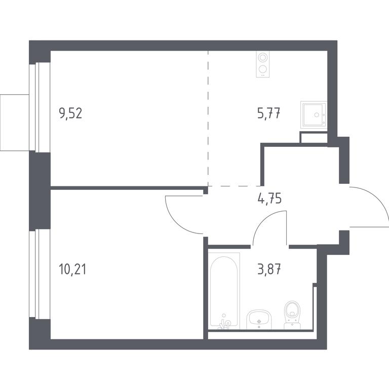 Apartment Sale, 34.12 sq. m. at Prigorod Lesnoe, Molodyozhny bulvar, 6, derevnya Misaylovo, Leninskiy City District, Moscow Region, Russia #1