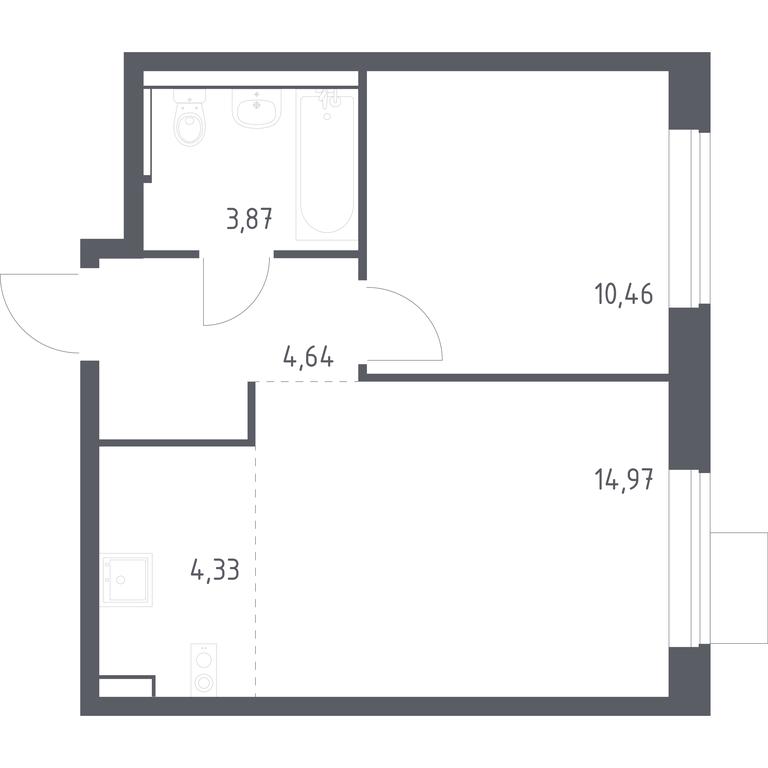 Apartment Sale, 38.27 sq. m. at Prigorod Lesnoe, Molodyozhny bulvar, 6, derevnya Misaylovo, Leninskiy City District, Moscow Region, Russia #2