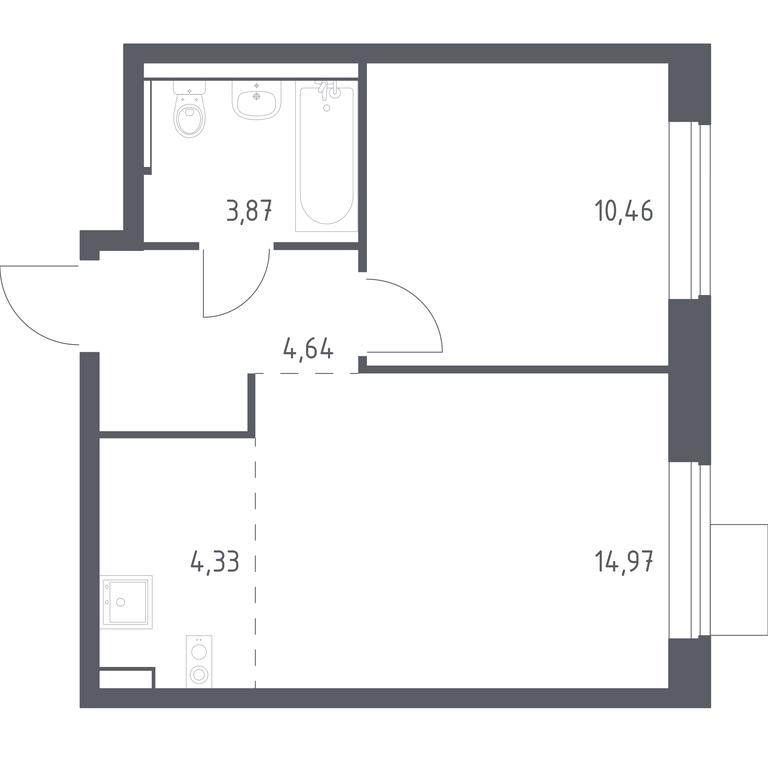 Apartment Sale, 38.27 sq. m. at Prigorod Lesnoe, Molodyozhny bulvar, 6, derevnya Misaylovo, Leninskiy City District, Moscow Region, Russia #1
