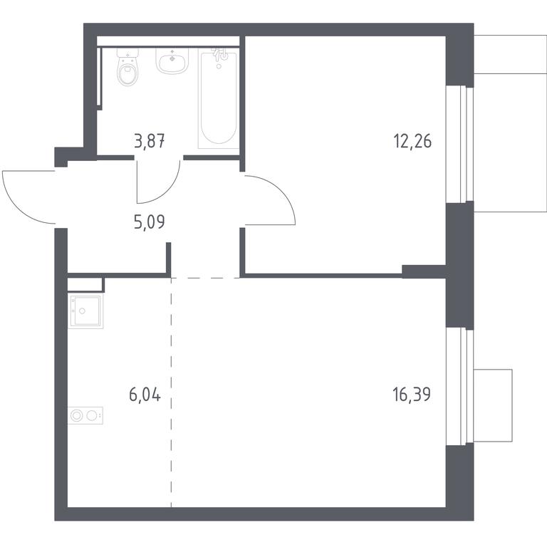 Apartment Sale, 43.65 sq. m. at Prigorod Lesnoe, Molodyozhny bulvar, 6, derevnya Misaylovo, Leninskiy City District, Moscow Region, Russia #1