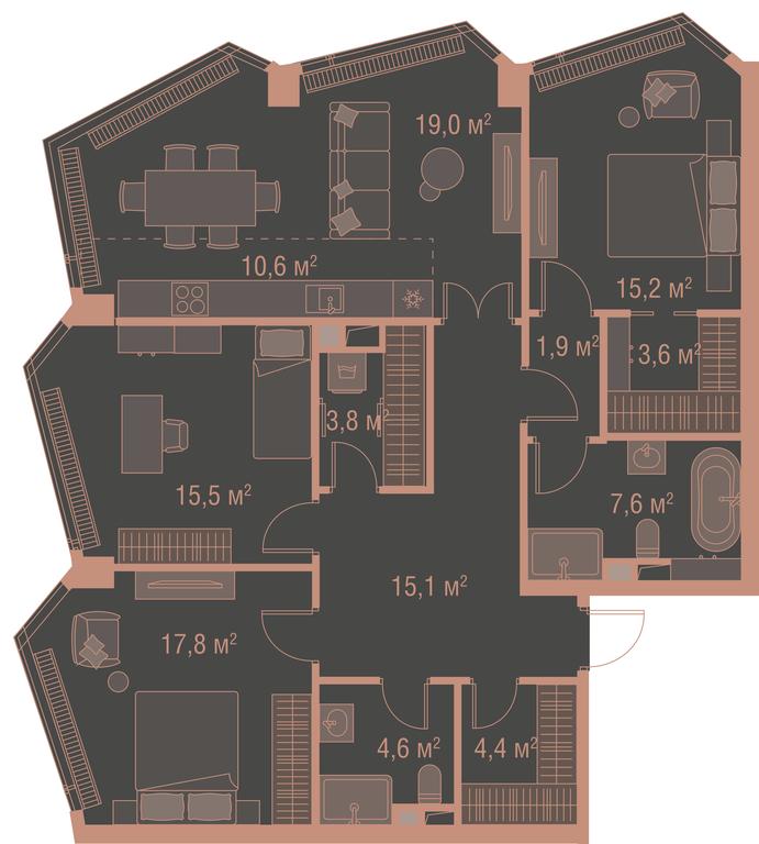 3-BD Apartment Sale, 128平方米 at High Life, Letnikovskaya Street, 11/10с1, Moscow, Russia #1
