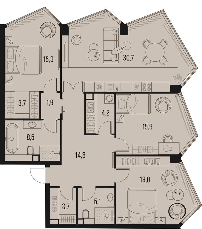 3-BD Apartment Sale, 120平方米 at High Life, Letnikovskaya Street, 11/10с1, Moscow, Russia #2