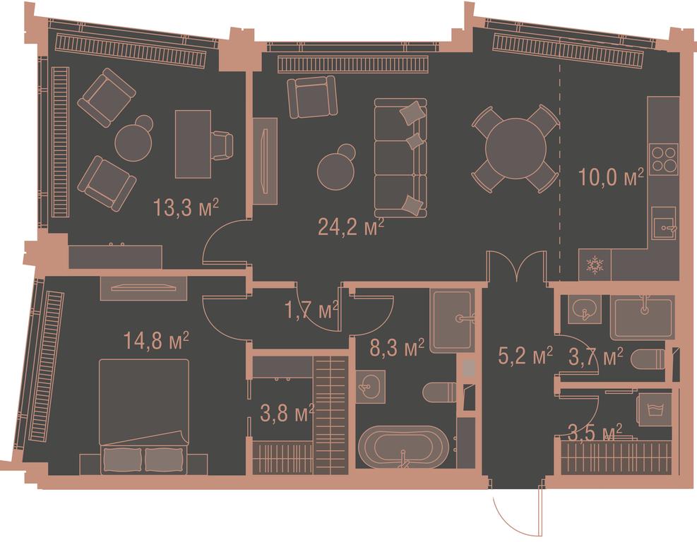 Продажа 2-комн. квартиры, 91,5 м² в ЖК «Хай Лайф (High Life)», Летниковская улица, 11/10с1, Москва, Россия #1