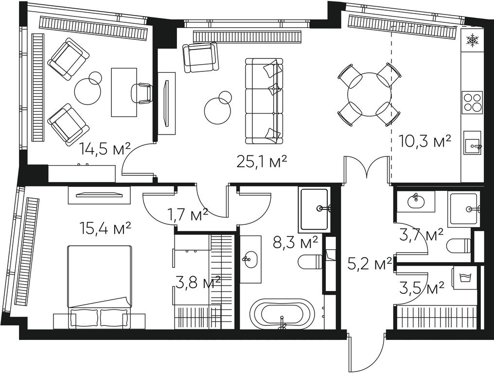 2-BD Apartment Sale, 92.4平方米 at High Life, Letnikovskaya Street, 11/10с1, Moscow, Russia #2 2-BD Apartment Sale, 92.4平方米 at High Life, Letnikovskaya Street, 11/10с1, Moscow, Russia #2