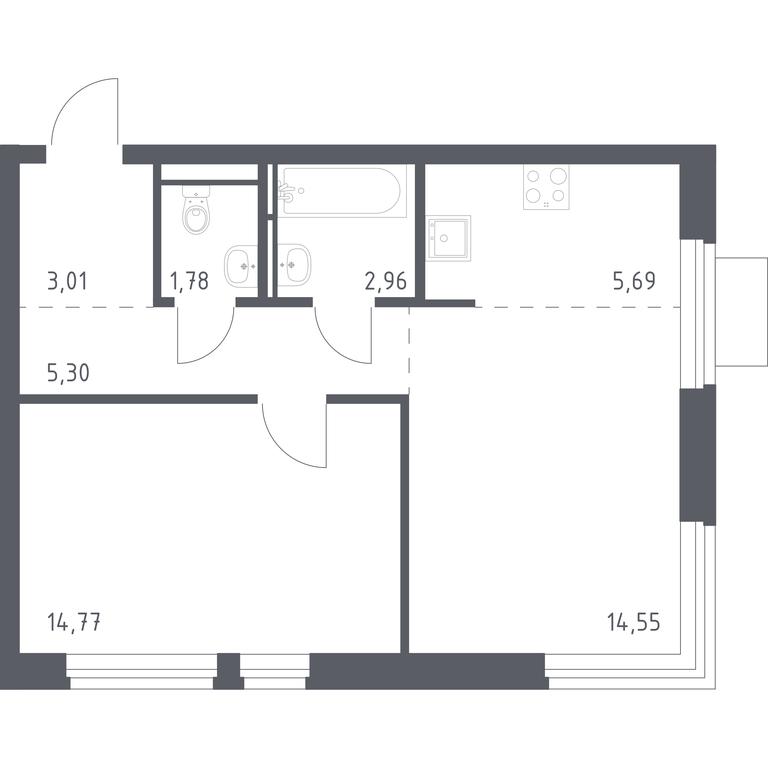 Apartment Sale, 48.06 sq. m. at Novoe Vidnoe, Kalinovka Village, Leninskiy City District, Moscow Region, Russia #1