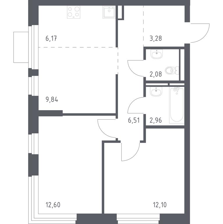 1-BD Apartment Sale, 55.54 sq. m. at Novoe Vidnoe, Kalinovka Village, Leninskiy City District, Moscow Region, Russia #1