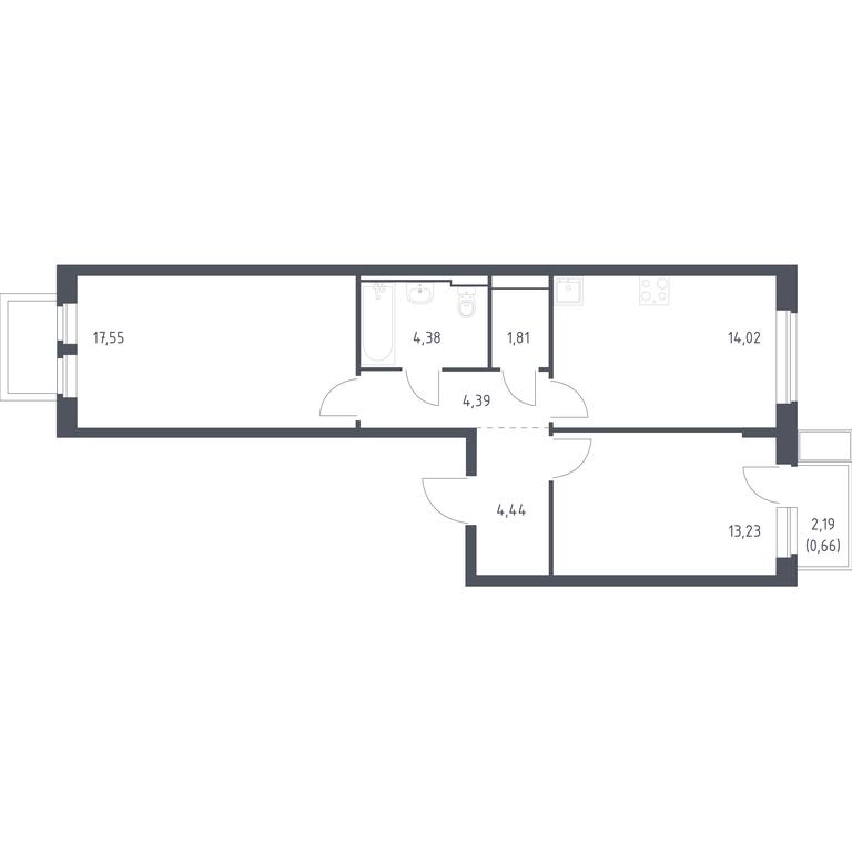 1-BD Apartment Sale, 60.48平方米 at Novoe Vidnoe, Kalinovka Village, Leninskiy City District, Moscow Region, Russia #1 1-BD Apartment Sale, 60.48平方米 at Novoe Vidnoe, Kalinovka Village, Leninskiy City District, Moscow Region, Russia #1