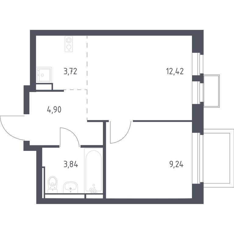 Apartment Sale, 34.12平方米 at Novoe Vidnoe, Kalinovka Village, Leninskiy City District, Moscow Region, Russia #1