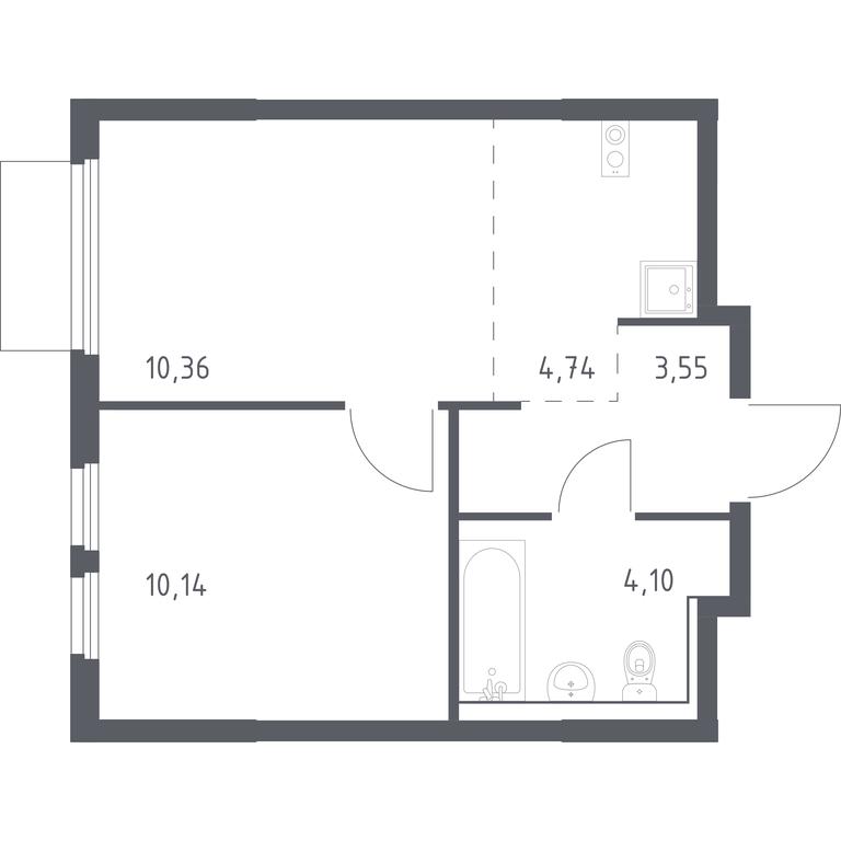 Apartment Sale, 32.89 sq. m. at Prigorod Lesnoe, Molodyozhny bulvar, 6, derevnya Misaylovo, Leninskiy City District, Moscow Region, Russia #1
