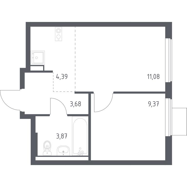 Apartment Sale, 32.39平方米 at Gorki Park, Shkolnaya ulitsa, 2, derevnya Korobovo, Leninskiy City District, Moscow Region, Russia #1