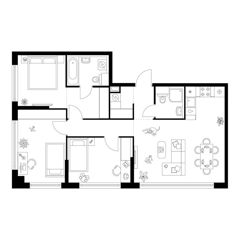 3-BD Apartment Sale, 78.2 sq. m. at Kutuzovskiy Kvartal, Ivana Franko Street, 20к1, Moscow, Russia #1