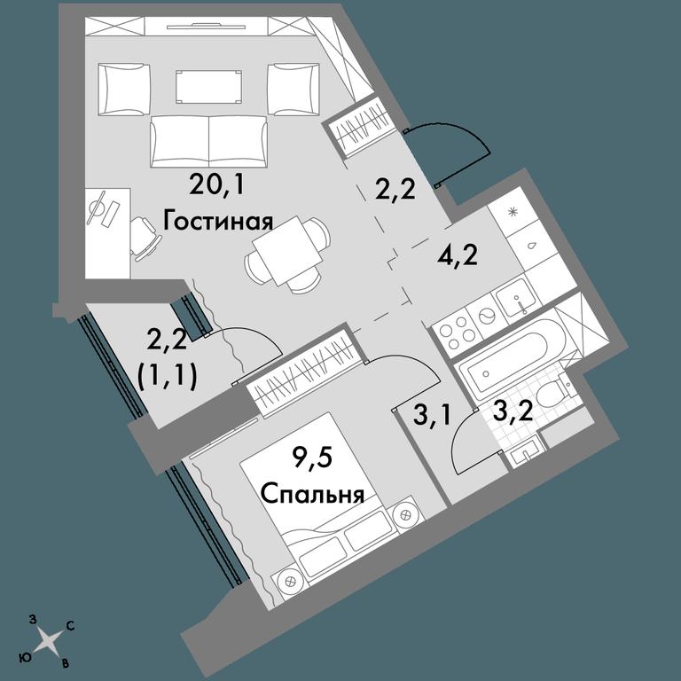 2-BD Apartment Sale, 43.4 sq. m. at Arkhitektor, Akademika Volgina Street, 2Д, Moscow, Russia #1 2-BD Apartment Sale, 43.4 sq. m. at Arkhitektor, Akademika Volgina Street, 2Д, Moscow, Russia #1