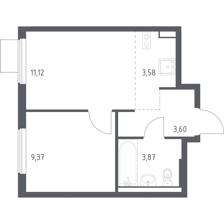 Apartment Sale, 31.54平方米 at Gorki Park, Shkolnaya ulitsa, 2, derevnya Korobovo, Leninskiy City District, Moscow Region, Russia #1