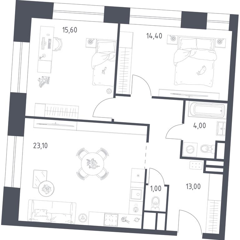 1-BD Apartment Sale, 71.1 sq. m. at Stremyannyj 2, Stremyanniy Lane, 2, Moscow, Russia #2 1-BD Apartment Sale, 71.1 sq. m. at Stremyannyj 2, Stremyanniy Lane, 2, Moscow, Russia #2