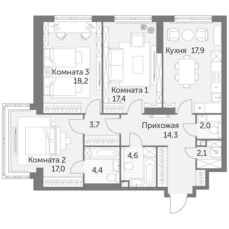 3-BD Apartment Sale, 101.6平方米 at Arkhitektor, Akademika Volgina Street, 2Д, Moscow, Russia #1 3-BD Apartment Sale, 101.6平方米 at Arkhitektor, Akademika Volgina Street, 2Д, Moscow, Russia #1