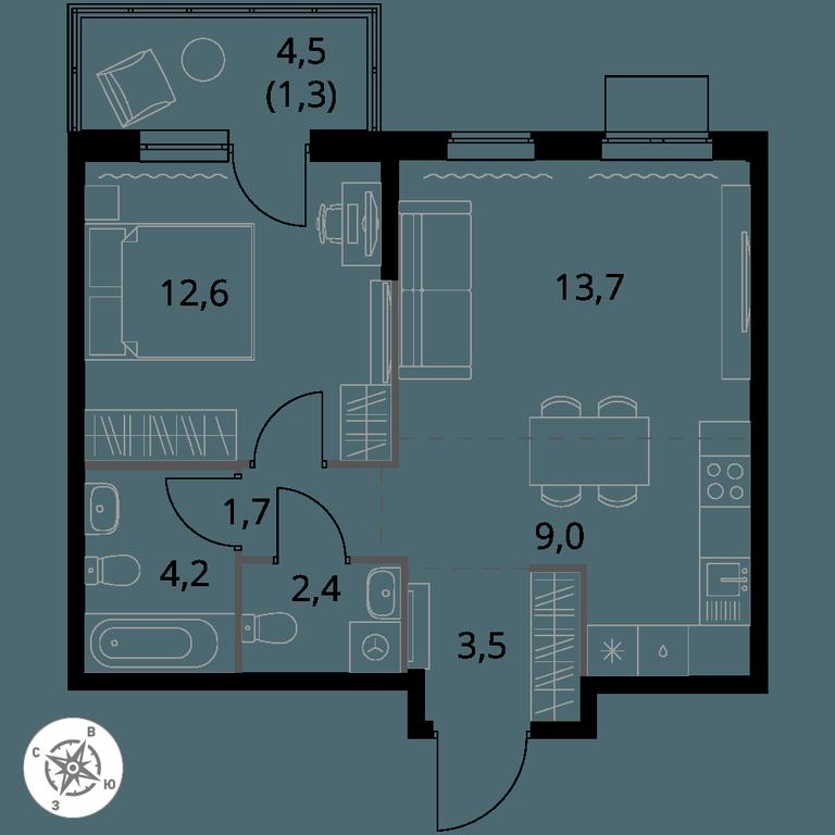 2-BD Apartment Sale, 48.4 sq. m. at 1 Izmajlovskij, Montazhnaya Street, 8с13, Moscow, Russia #1 2-BD Apartment Sale, 48.4 sq. m. at 1 Izmajlovskij, Montazhnaya Street, 8с13, Moscow, Russia #1