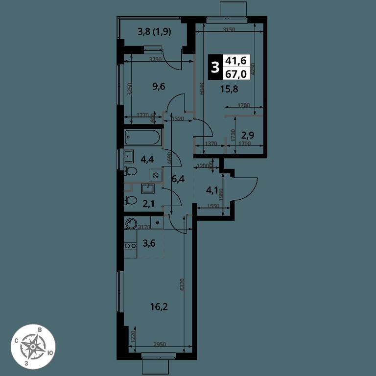 3-BD Apartment Sale, 67 sq. m. at 1 Izmajlovskij, Montazhnaya Street, 8с13, Moscow, Russia #2